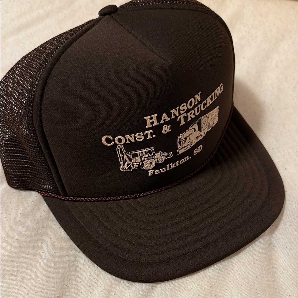 Vintage Brown Trucker Hat with Embroidered Logo